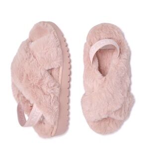 Madden NYC Women’s Barbiecore Faux Fur Crossband Slingback Platform  Slippers 11